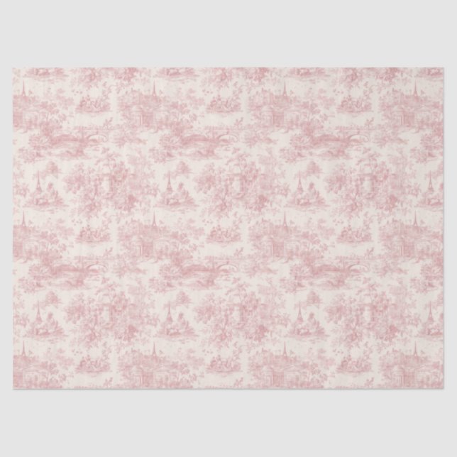 Papel De Seda Romantic Pink French Toile Countryside Pattern (4) (Frente )