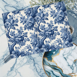 Papel De Seda Romantic Powder French Blue Toile Vintage Floral 