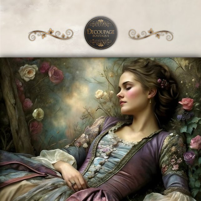 Papel De Seda Romantic Reclining Woman Floral Portrait Decoupage (Romantic Reclining Woman Floral Portrait Decoupage Tissue Paper)