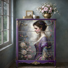 Papel De Seda Romantic Rose Garden Woman Portrait Decoupage