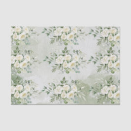 Papel De Seda Romantic Soft Sage Green Floral Garden Wedding 