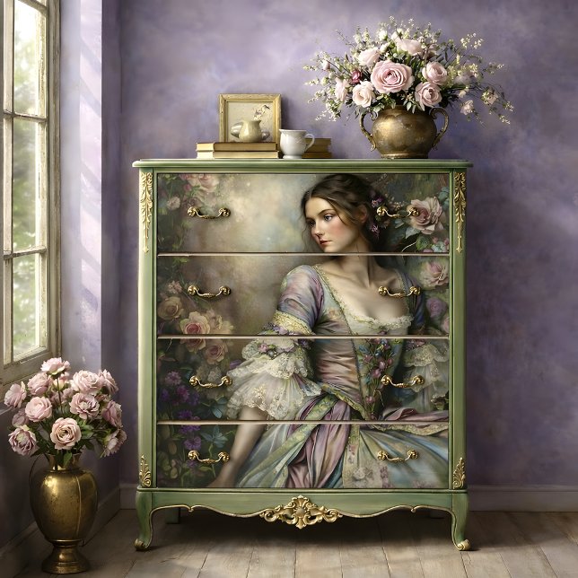 Papel De Seda Romantic Victorian Woman Floral Portrait Decoupage (Romantic Victorian Woman Floral Portrait Decoupage Tissue Paper)