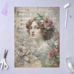 Papel De Seda Romântica Girly Victoriana Vintage Ephemera Floral
