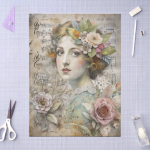 Papel De Seda Romântica Girly Victoriana Vintage Ephemera Floral