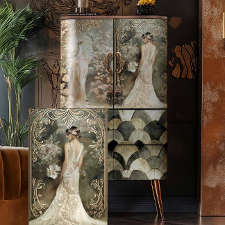 Papel De Seda Romântico anos 20 Elegante Flapper & Floral