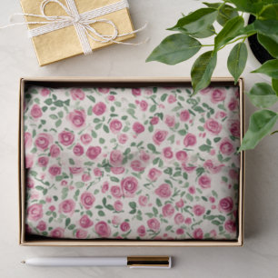 Papel De Seda Romântico Chic Rosas Cor-de-Rosa Floral