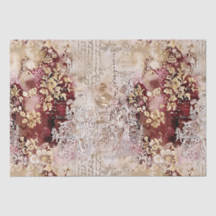 Papel De Seda Romântico Rococo Dusty Rosa Antiquado