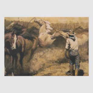 Papel De Seda “Roping Palomino” Arte Ocidental por Maynard Dixon