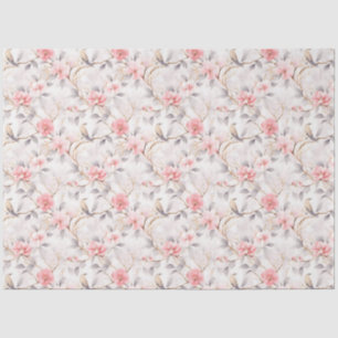Papel De Seda Rosa Asian Floral Pássaro