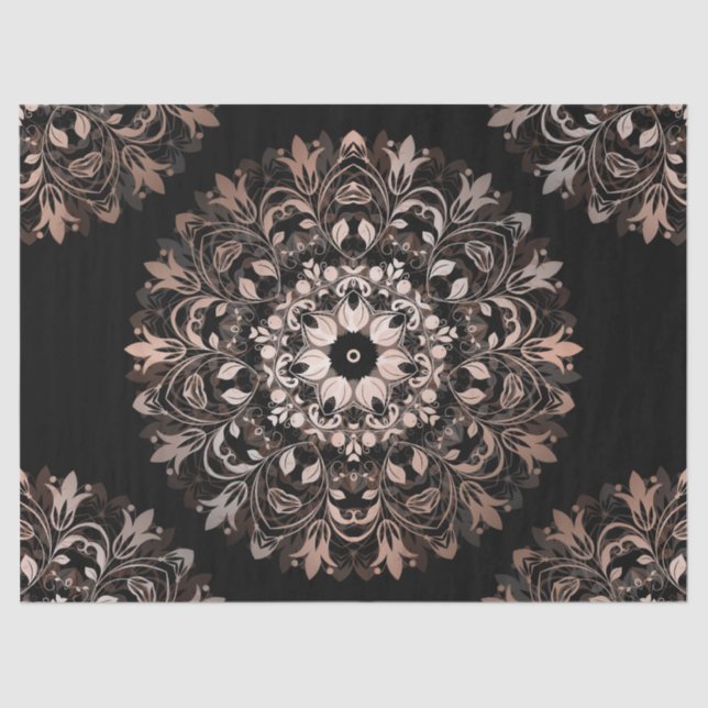 Papel De Seda Rosa Black Floral Mandala (Frente )