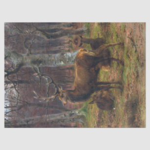 Papel De Seda Rosa Bonheur Stag with Herd of Females in Forest
