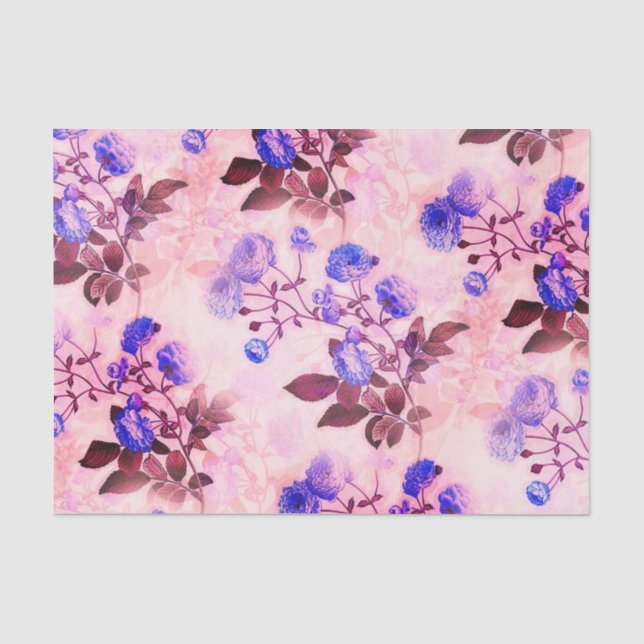 Papel De Seda Rosa bonito com Impressão Floral Puro (Frente )