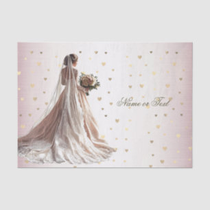 Papel De Seda Rosa Casamento no inverno Noiva Ouro Shiny Heart P