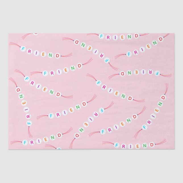 Papel De Seda Rosa claro de modelo de pulseira de amizade fofinh (Frente )