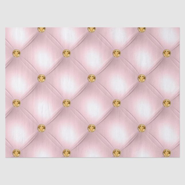 Papel De Seda Rosa Claro e Tufted Dourado (Frente )