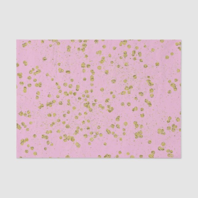 Papel De Seda Rosa claro Glitzy Dourada Sparkle Confetti Pontos (Frente )