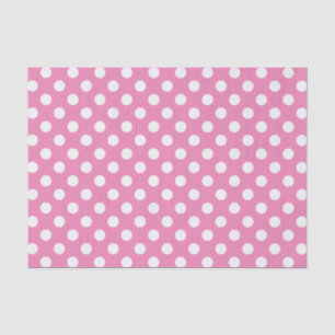 Papel De Seda Rosa com Bolinhas Brancas