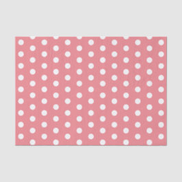 Papel De Seda Rosa Coral e Bolinhas Brancas