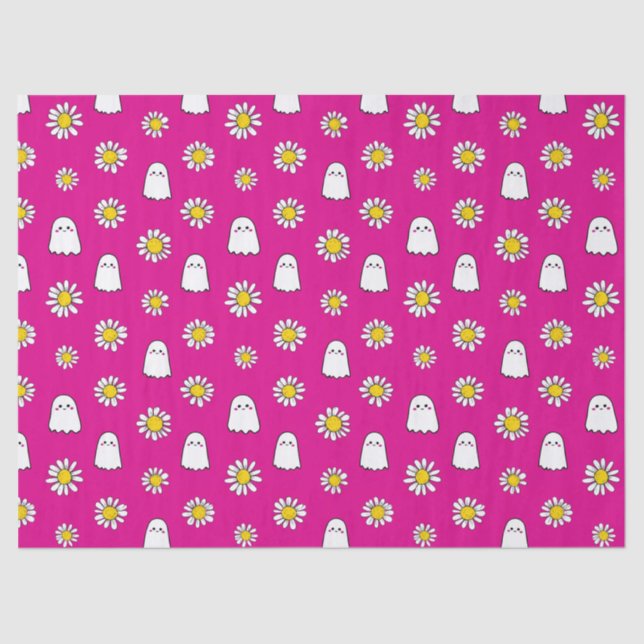 Papel De Seda Rosa Daisy Ghost Halloween (Frente )