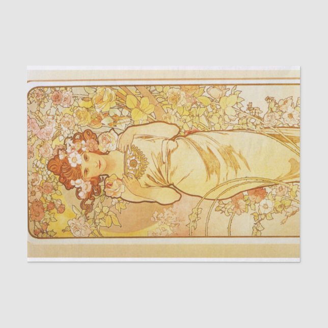 Papel De Seda Rosa de Alphonse Mucha (Frente )