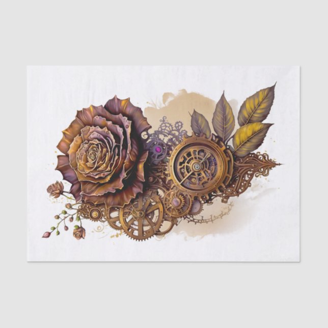 Papel De Seda Rosa de Arte Steampunk para Desligar (Frente )