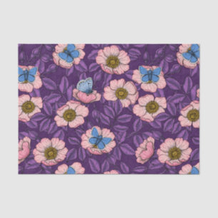 Papel De Seda Rosa de cão e borboletas em rosa e roxo
