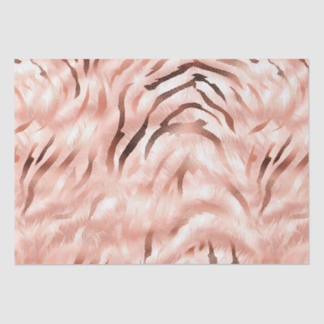 Papel De Seda Rosa de Champanhe Rosa Glam Zebra (Frente )