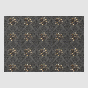Papel De Seda Rosa de ouro preto gótico, damasco elegante adulto