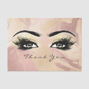 Papel De Seda Rosa De Vidro, Lashes De Pêssego Dourados Obrigad