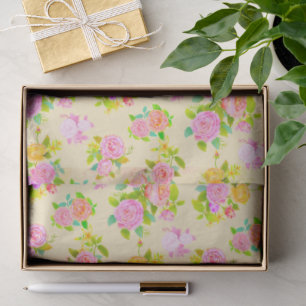 Papel De Seda Rosa Desbotada Vintage Amarelo