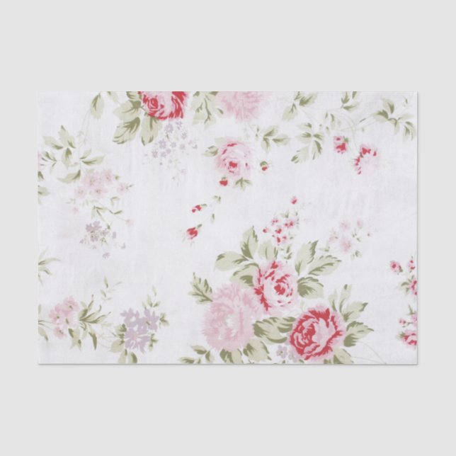 Papel De Seda Rosa do chique floral (Frente )