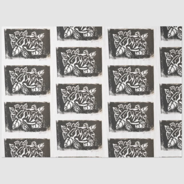 Papel De Seda Rosa do Linocut (Frente )