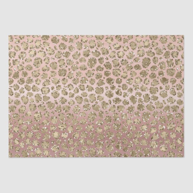 Papel De Seda Rosa Dourada Glam Glitter Leopardo (Frente )