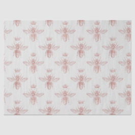 Papel De Seda Rosa Dourado Bee Series Design 2 Tecido