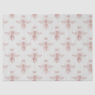 Papel De Seda Rosa Dourado Bee Series Design 2 Tecido