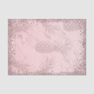 Papel De Seda Rosa Dourado Brilhante Abacaxi Festa Tropical