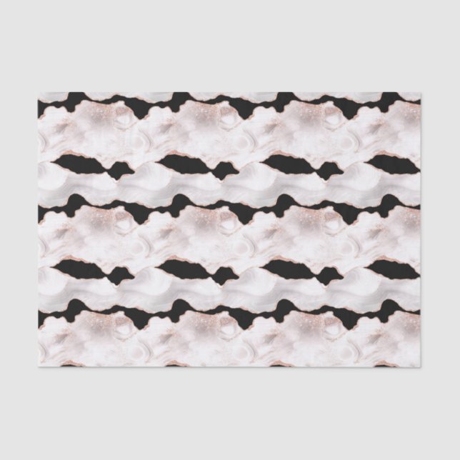 Papel De Seda Rosa Dourado Brilho Ágata Preto Branco Redemoinho (Frente )