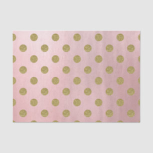 Papel De Seda Rosa Dourado Brilho Rosa Glam Pontos Polka Moderno