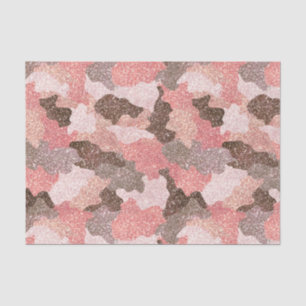 Papel De Seda Rosa Dourado Camo Faux Glitter Camouflage Glam