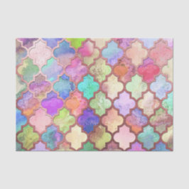 Papel De Seda Rosa Dourado e Pastel Marroquino Quatrefoil