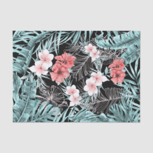 Papel De Seda Rosa Dourado Elegante Tropical Botânico Ilha Luau