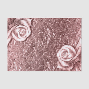 Papel De Seda Rosa Dourado Líquido Cromo Metálico Floral Glamour