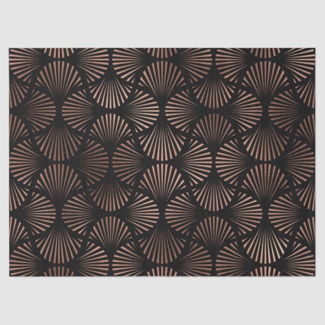 Papel De Seda Rosa Dourado Shells na Decoupage Preta (Frente )