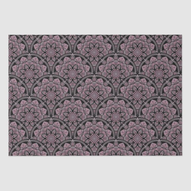 Papel De Seda Rosa Dusky Fronds Mandala Art Deco Artesanato (Frente )