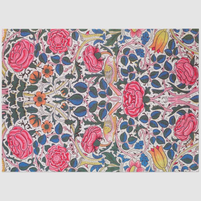 Papel De Seda Rosa e Bird, William Morris (Frente )
