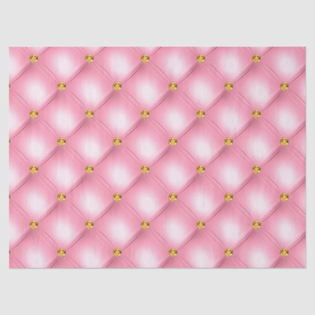 Papel De Seda Rosa e Dourado tufado (Frente )