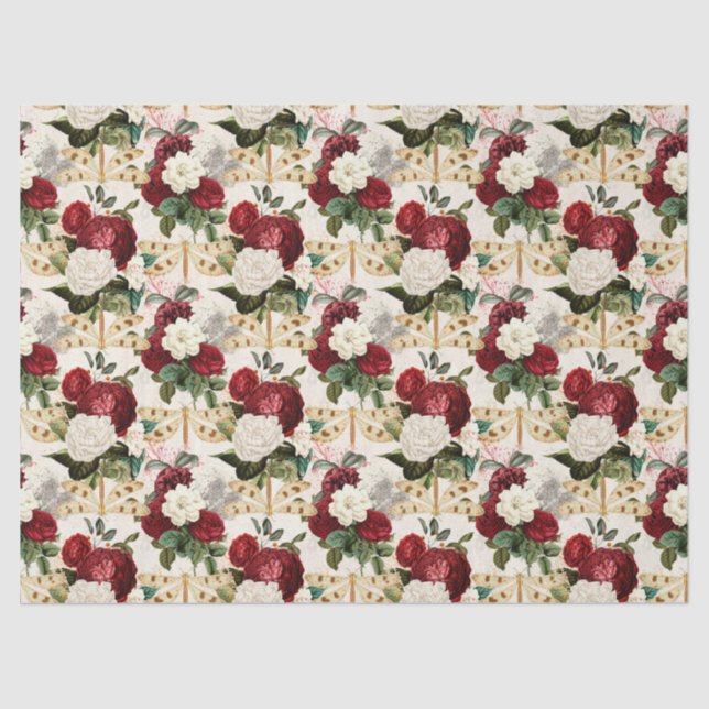 Papel De Seda Rosa e Dragonflies (Design 10) (Frente )