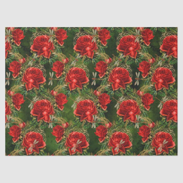 Papel De Seda Rosa e Dragonflies (Design 12) (Frente )