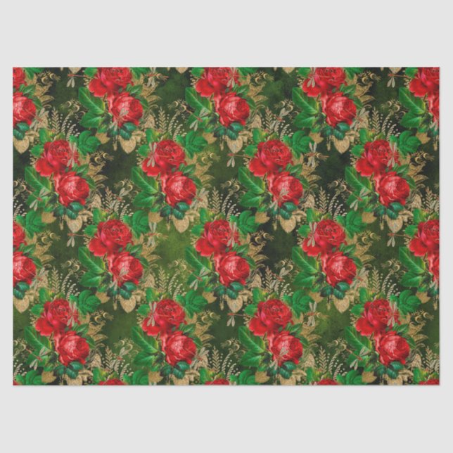 Papel De Seda Rosa e Dragonflies (Design 13) (Frente )