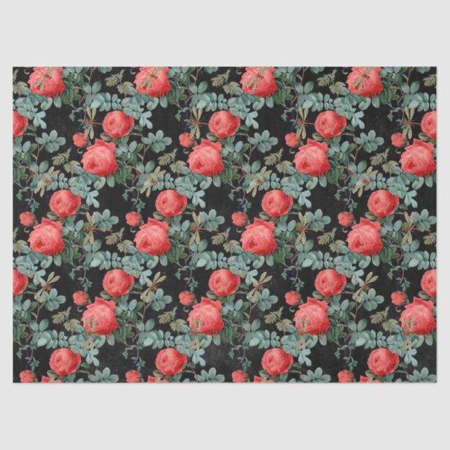 Papel De Seda Rosa e Dragonflies (Design 15) (Frente )